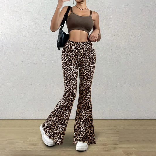 High Waist Leopard Print Flare Sexy Leggings